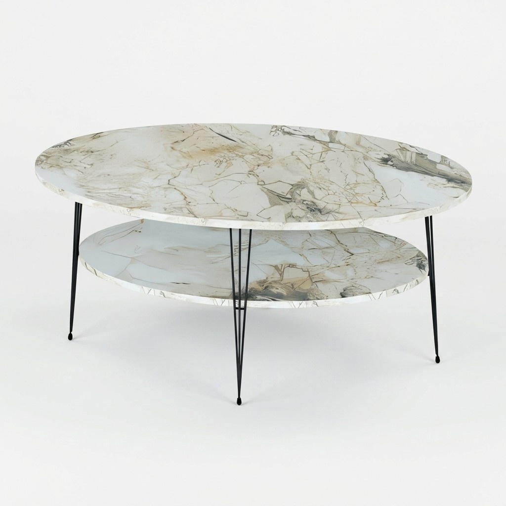 Mehrfarbiger Holz-Couchtisch im modernen Design