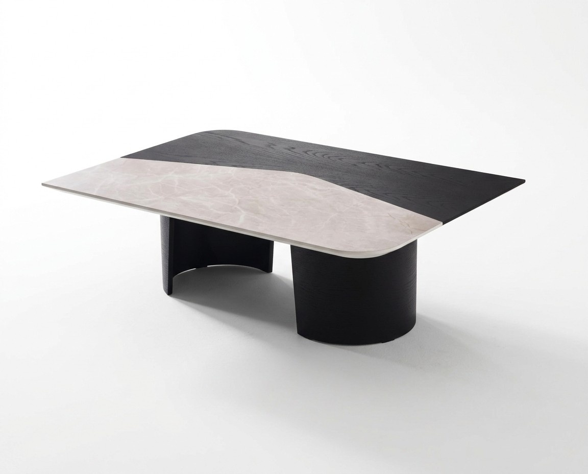 Mehrfarbiger Holz-Couchtisch im modernen Stil