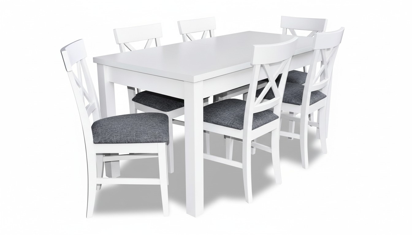 Modern Antik Stil Esszimmer Set Holz Metall Tisch Essgarnitur 6x Stühle Stuhl