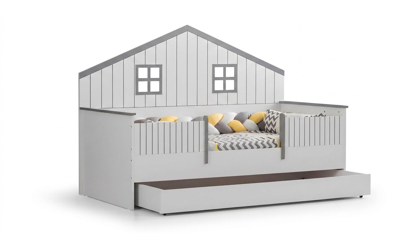 Modern Ausziehbares Kinderbett Luxuriöses Schlafzimmer Bett Holz Möbel