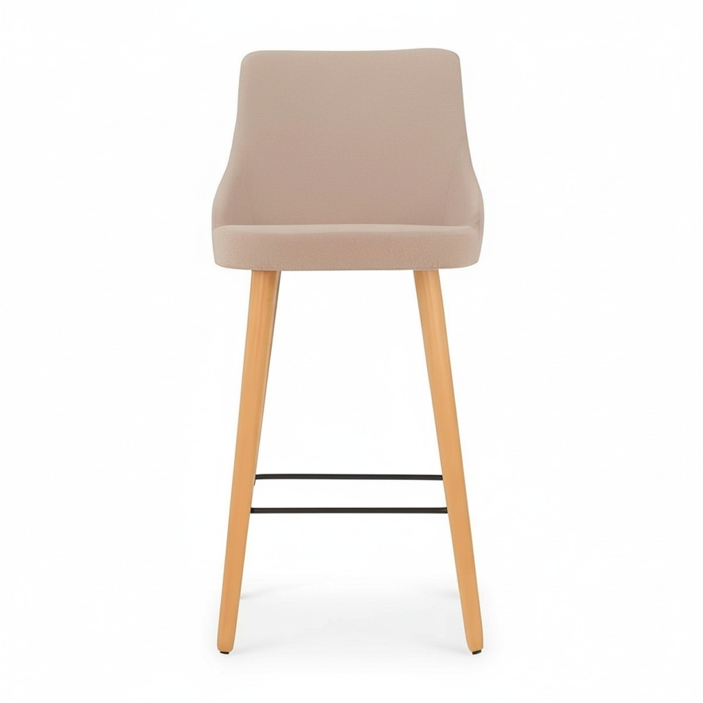 Modern Barhocker Stuhl Designer Holz Esszimmerstuhl Hocker Bar Beige Neu
