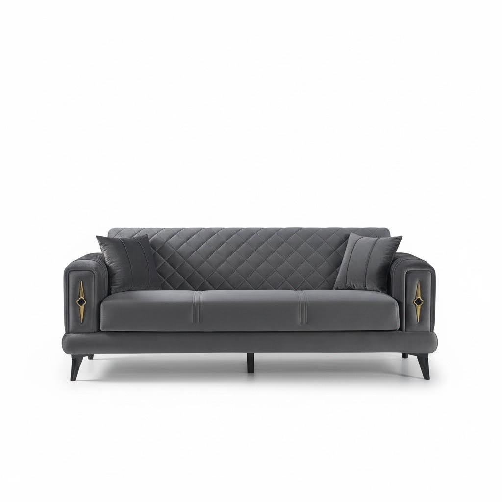 Modern Grau Dreisitzer Sofa Couch Polstermöbel Textil Design Möbel Wohnzimmer