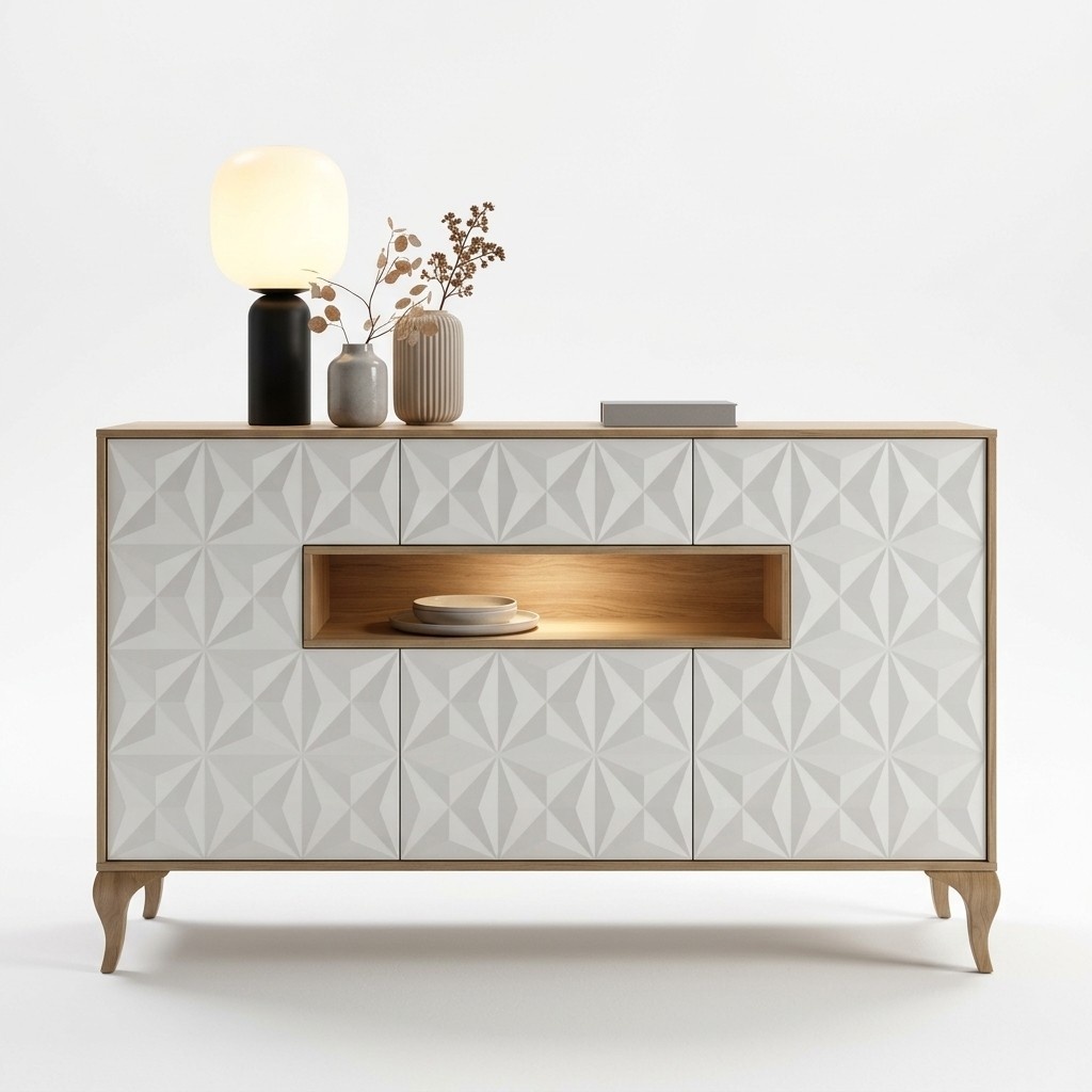 Modern Holzmöbel Sideboard Luxuriöses Schrank Highboard Vitrinenschrank