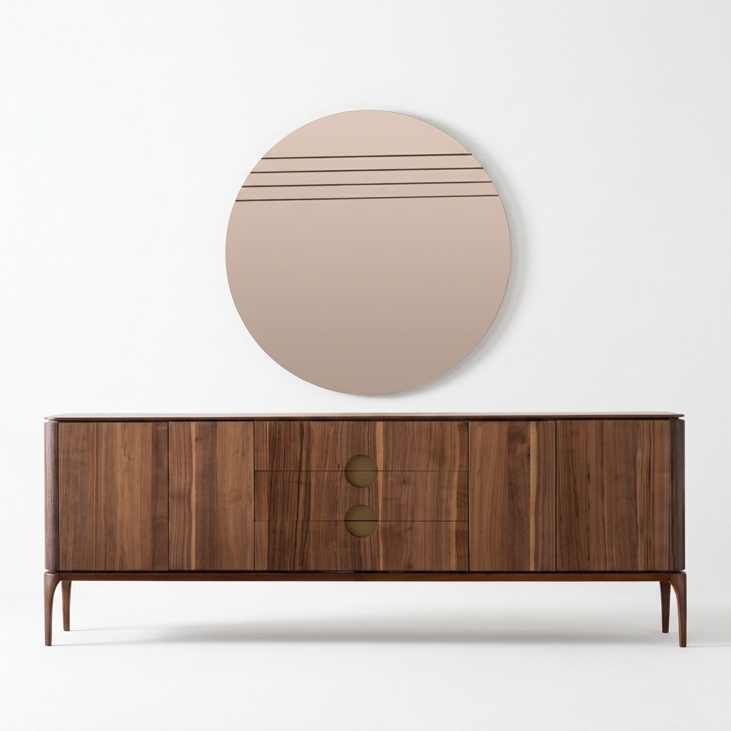Modern Kommode mit Spiegel Minimalistisch Anrichte Esszimmer Sideboard