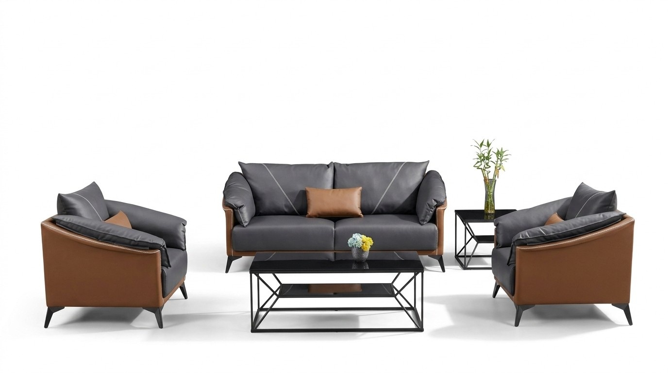 Modern Komplett Set Sofagarnitur 3 1 1 Sitzer Holz Wohnzimmer Design