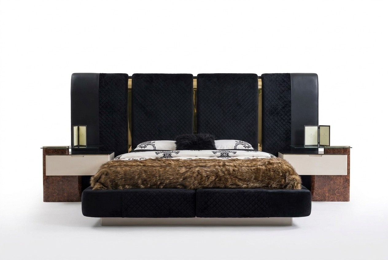Modern Schlafzimmer Set Bett 2x Nachttische Design Möbel 3 tlg.