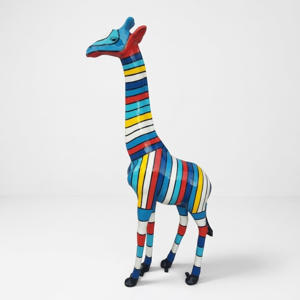 Modern Skulptur Design Giraffe Farbige Dekorative Figur aus Kunststoff 205 cm