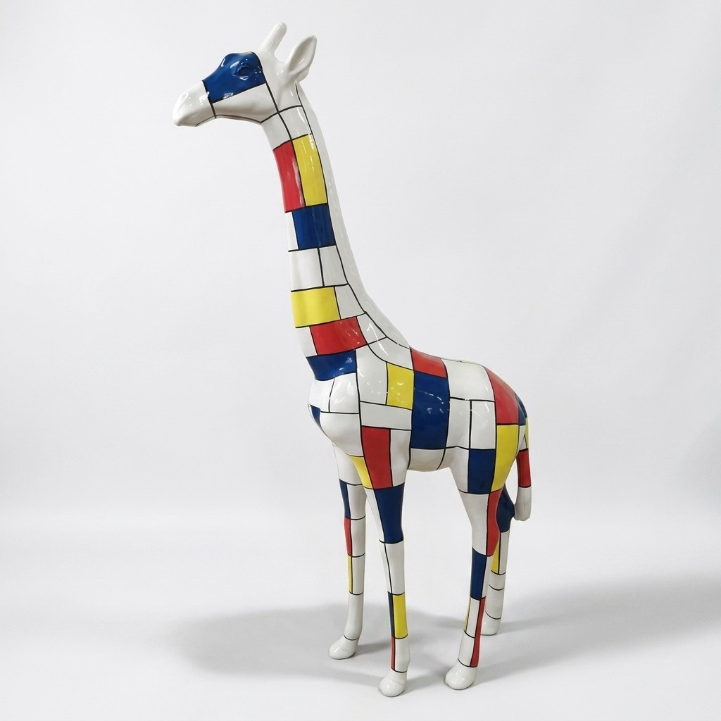 Modern Skulptur Giraffe Dekorative Figur aus Kunststoff Statuen Statue 205 cm