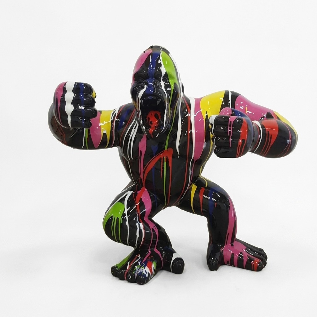 Modern Skulptur Gorilla aus Kunststoff Dekorative Figur Statuen Garten