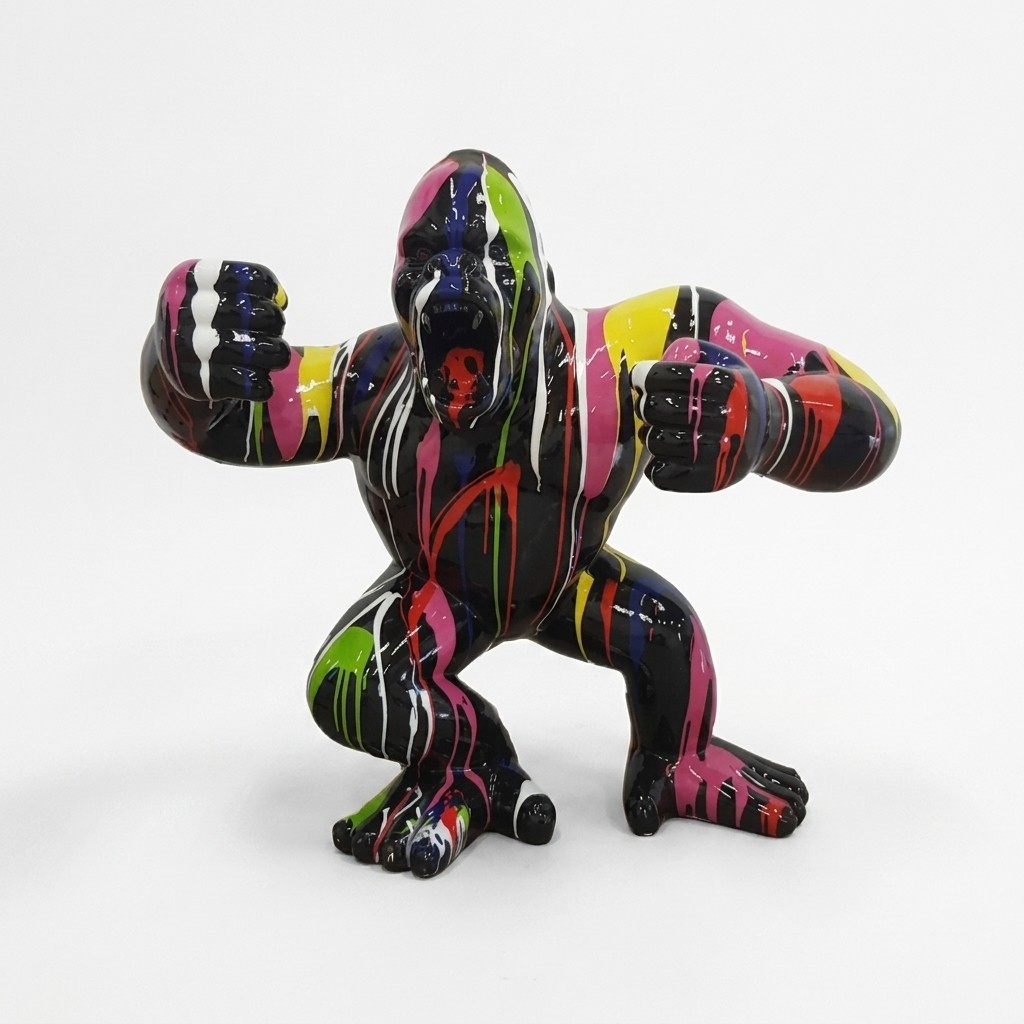 Modern Skulptur Gorilla aus Kunststoff Dekorative Figur Garten 70cm Statuen