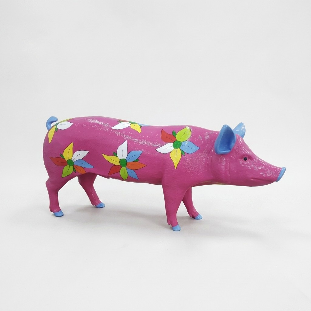 Modern Skulptur Schwein Wurst Kunststoff Dekorative Figur Garten 70x160