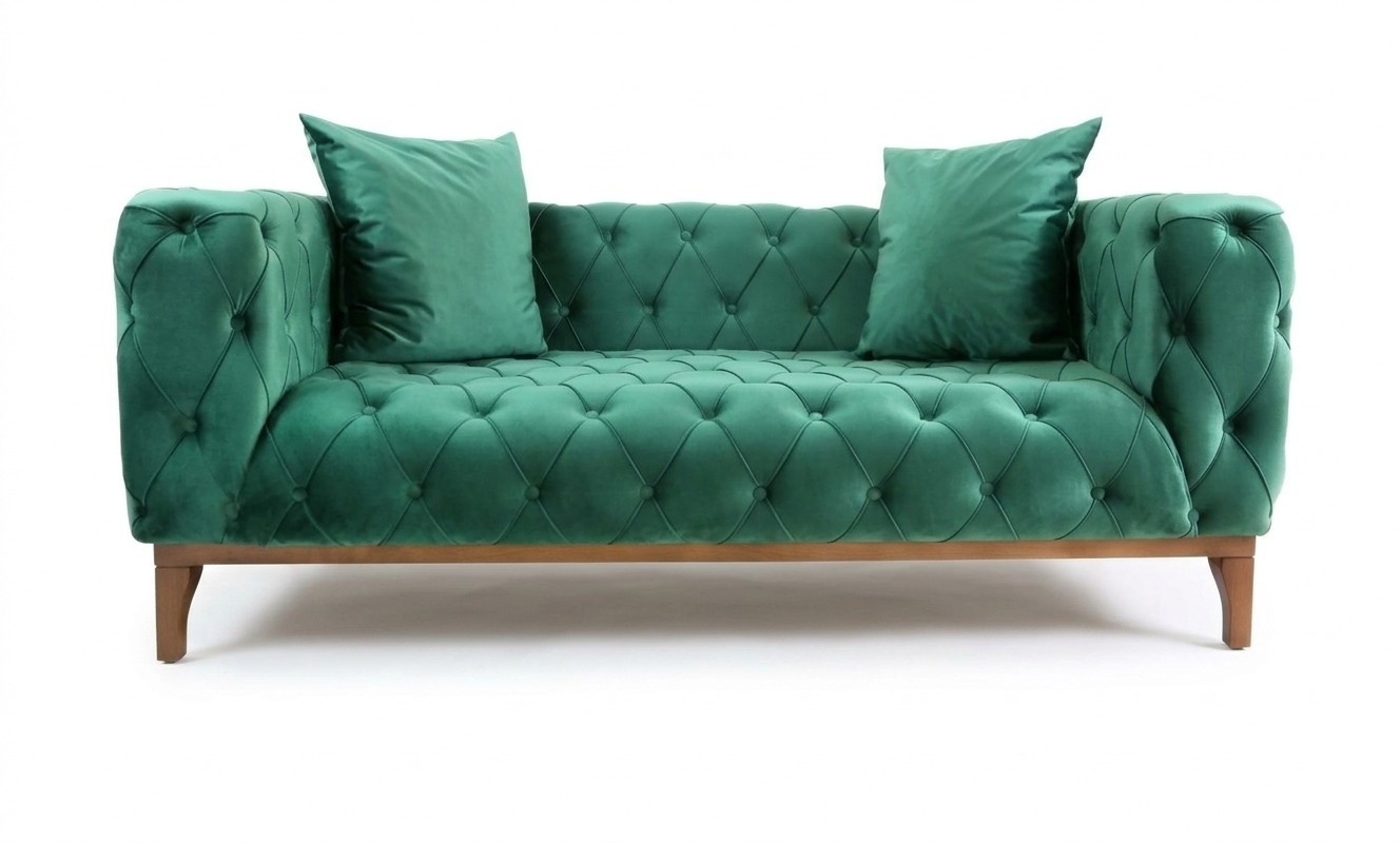 Modern Sofa 2 Sitzer Mini Sofa Kleines Couch mit Kissen Chesterfield Couchen