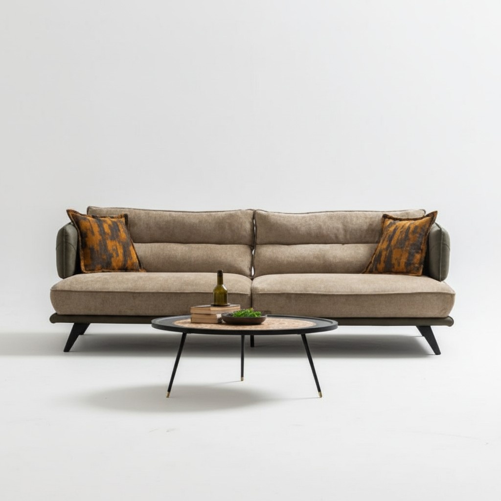 Luxus Sofagarnitur Sofa 3 Sitzer Sessel Stoff Modern Mehrfarbig Modern Set neu