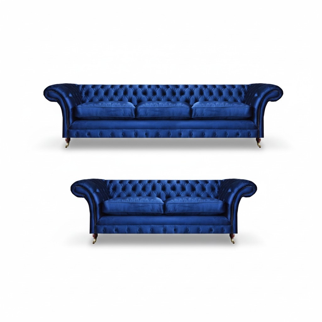 Modern Sofa Komplett Sofa Dreisitzer mit Zweisitzer Couch Sitzmöbel Chesterfield