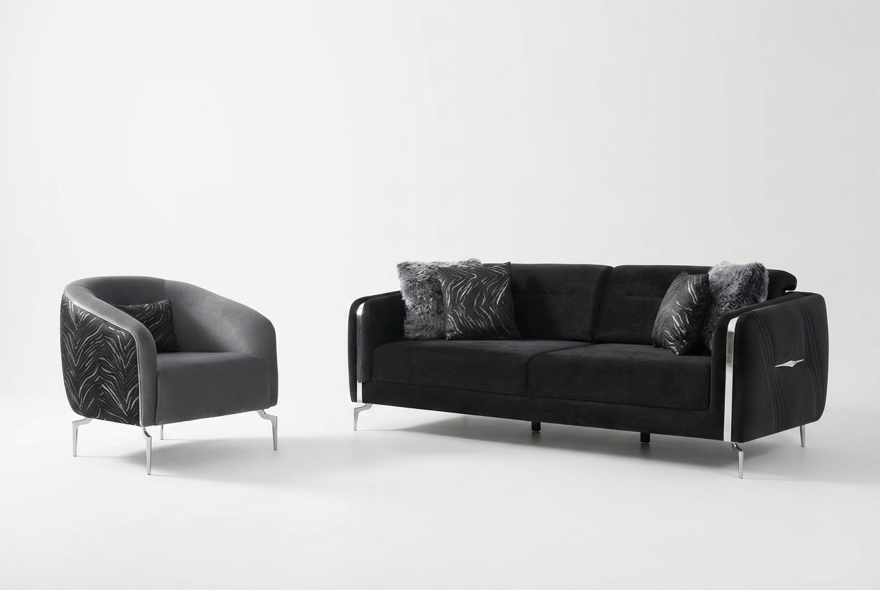 Modern Sofagarnitur 2 tlg Wohnzimmer Luxus Sofagarnitur 3+1 Sitzer Möbel