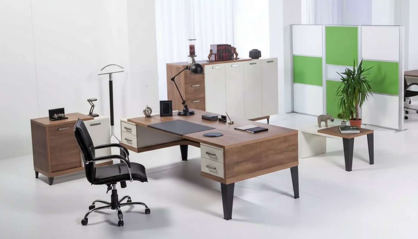 Moderne Bürogarnitur Schreibtisch Couchtisch Aktenschrank Kommode 4tlg.