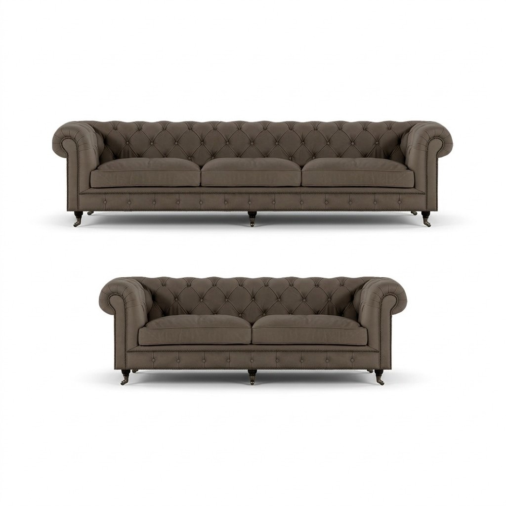 Moderne Chesterfield Polstergarnitur Edle Möbel Sitzcouchen 2tlg Set