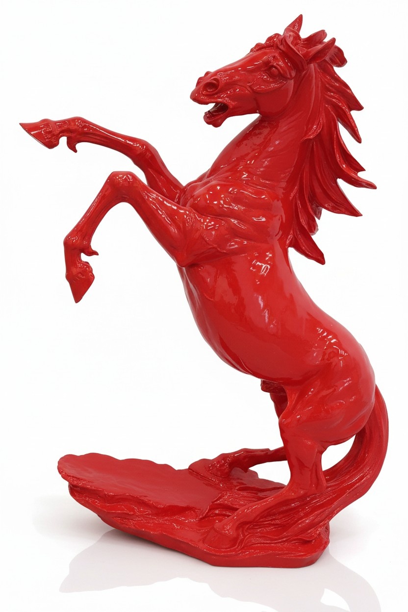 Moderne Dekoration Figur Statue Skulptur Abstrakt 92 cm Rotes Pferd