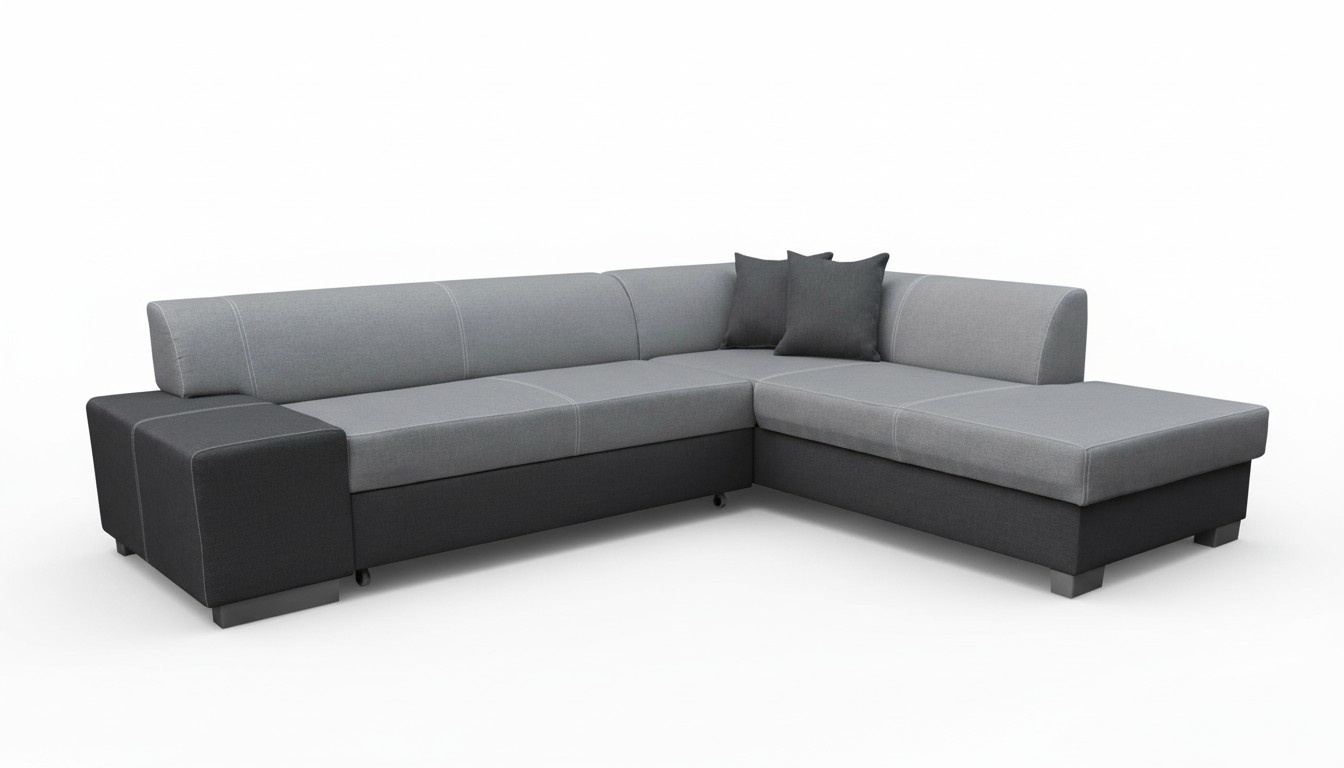 Moderne Design Ecksofa Porto Bettfunktion Couch Textil Sofas Schlaf Sofa Neu