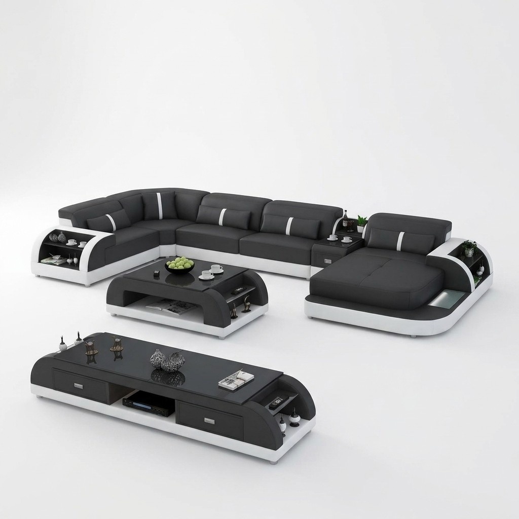 Moderne Designer Ecksofa U Form Wohnlandschaft Couch Sofas Polster Ecke Sofa Neu