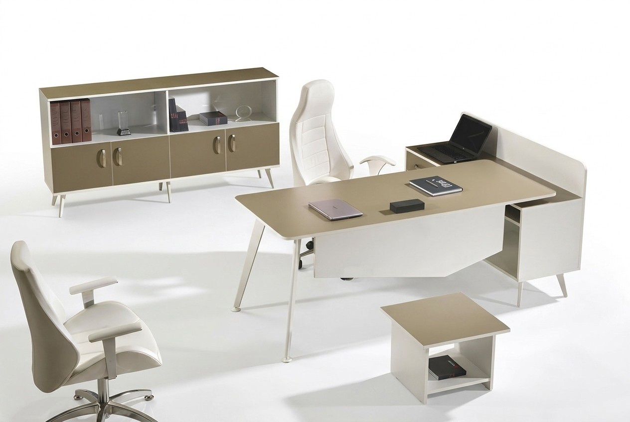 Moderne Eckbürotisch Arbeitszimmermöbel Weiß Büro 3tlg Holz Set Gruppe
