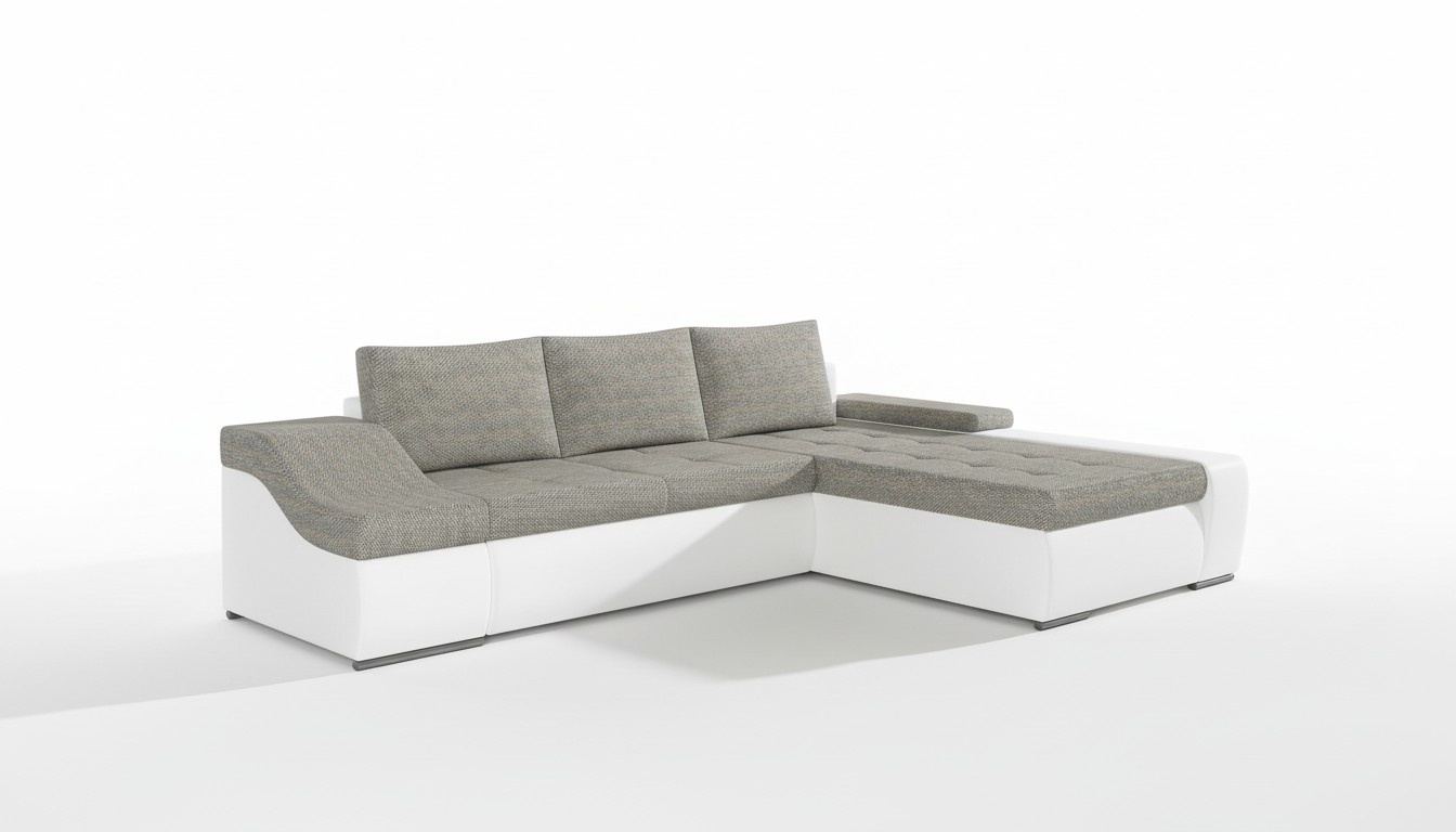 Moderne Ecksofa Ontario Bettfunktion Wohnzimmer Couch Textil Sofas