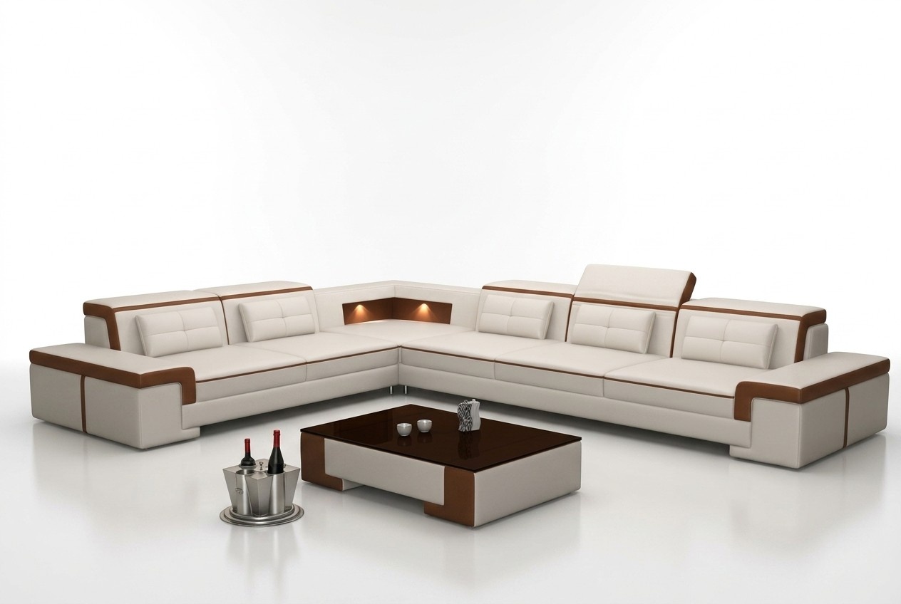 Moderne Ecksofa USB Couch Polster Leder Design Sofa Garnitur Wohnlandschaft Neu