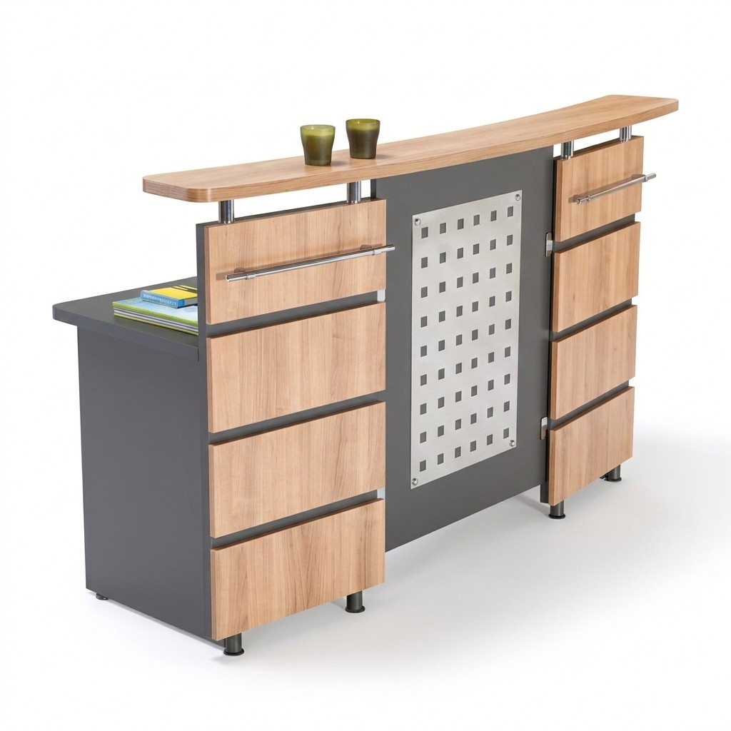Moderne Empfangstheke + Kommode aus grauem Holz Büromöbel neu