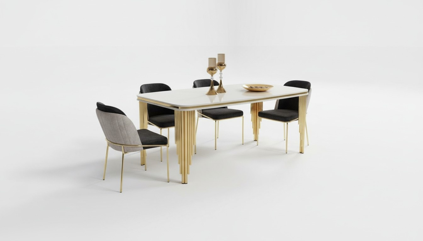 Moderne Esszimmermöbel Luxus Essecke Esstisch Essgruppe Stühle Weiß 5tlg