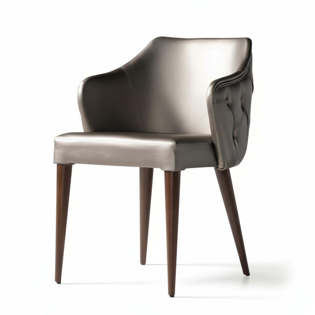 Moderne Polsterstuhl Design Silber Lehnstuhl Stuhl Esszimmer Luxus Möbel