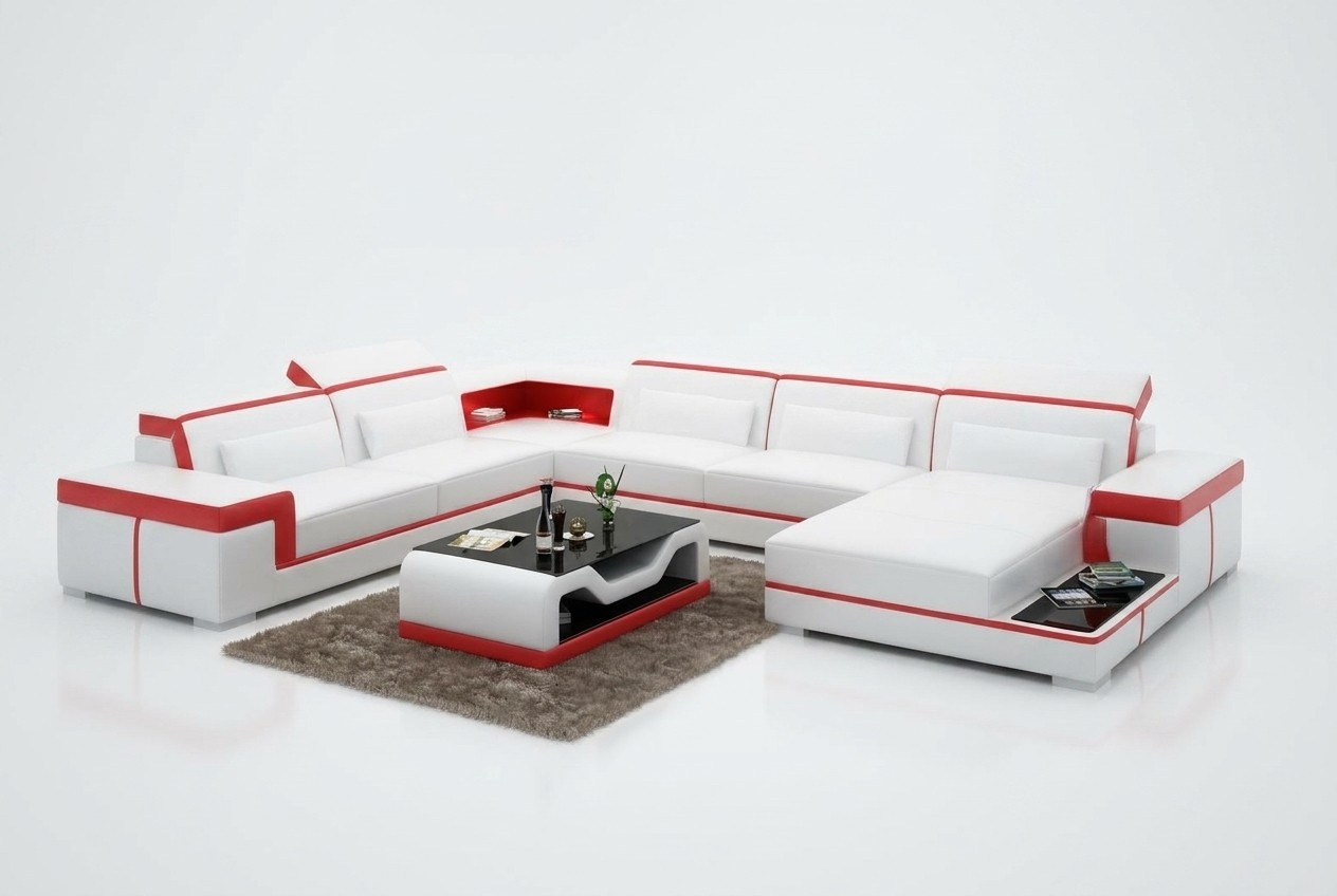 Moderne Sitzecke Ledersofa Polster Eckgarnitur Ecksofa Sofa Couch Wohnlandschaft