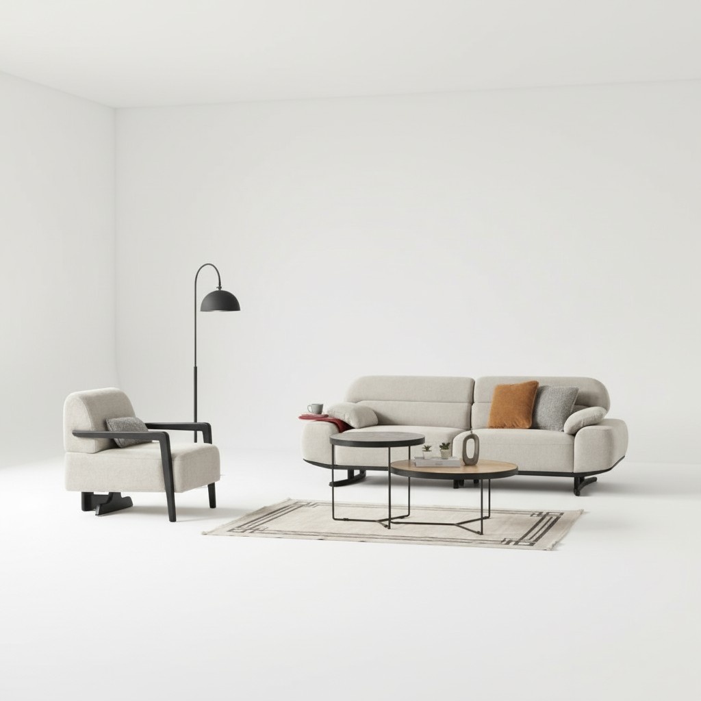 Moderne Sofa Komplett 3+1 Sitzer Wohnzimmer Sessel mit Dreisitzer Sofa Couch