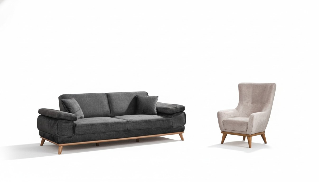 Moderne Sofagarnitur Wohnzimmer Set Sofa Sessel Textil Sessel 3+1 Möbel