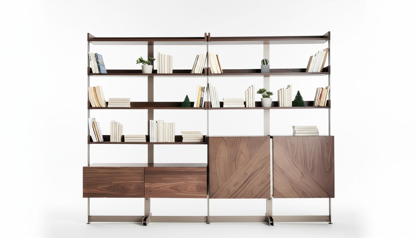 Moderne Vitrine Wohnzimmer Möbel Regal Standregal Echtholz Möbel Braun Regale