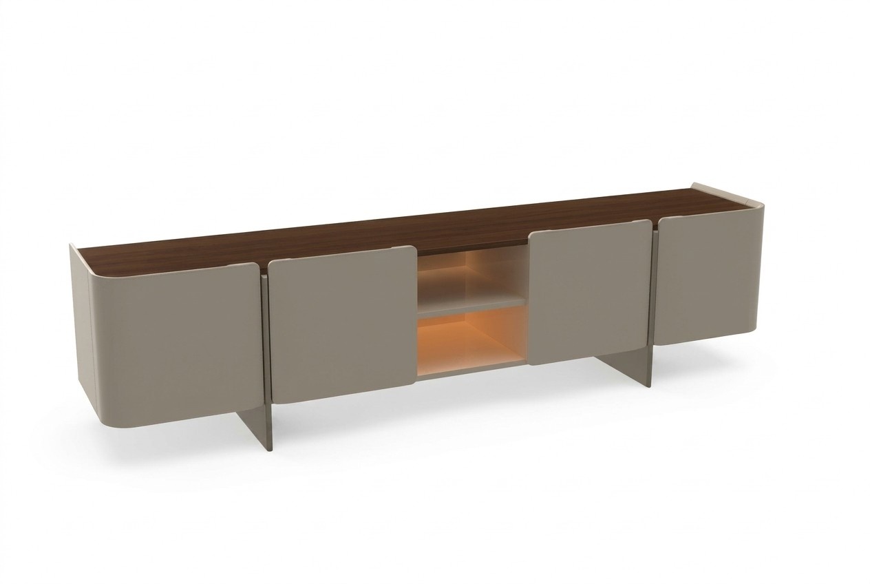 Moderne Wohnwand Wohnzimmer Design TV Ständer Luxus Grau Lowboard neu