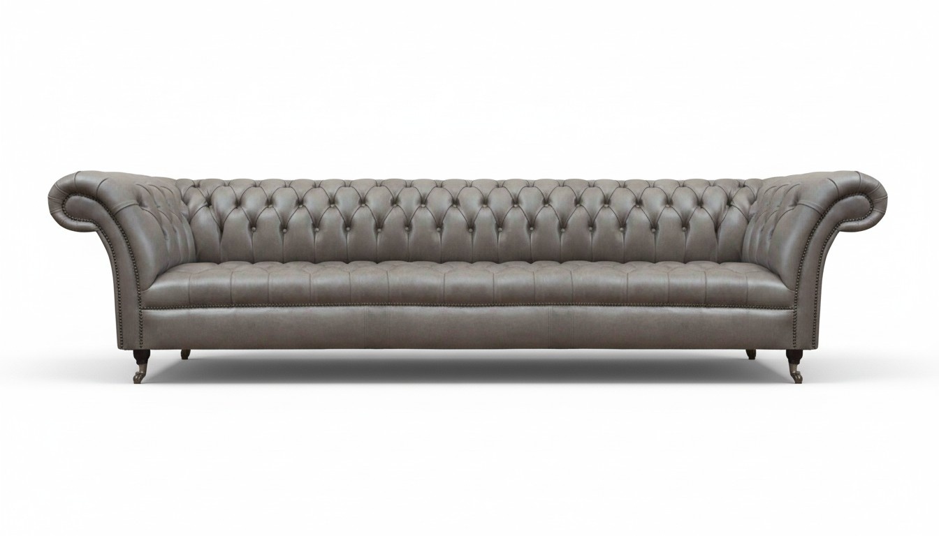 Moderner Chesterfield 4-Sitzer Luxuriöse Couch Ledermöbel Viersitzer