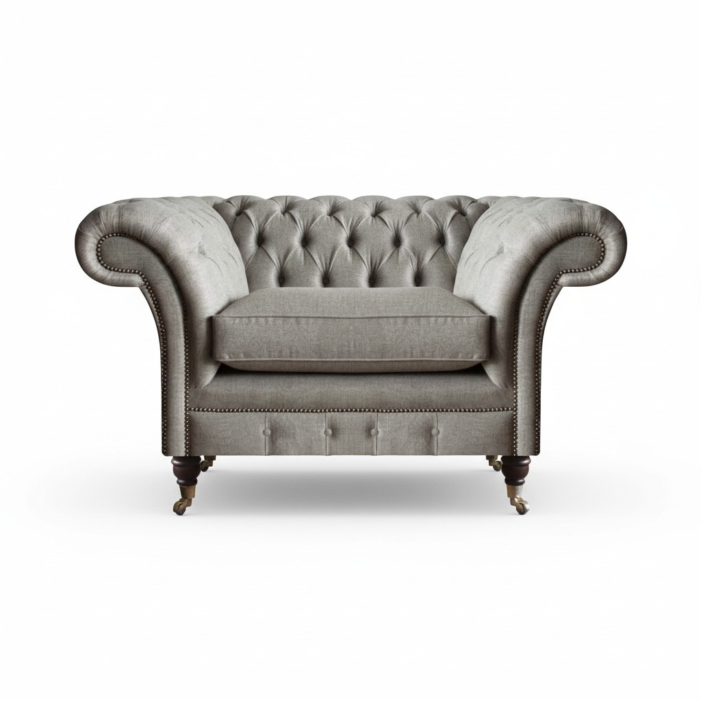 Moderner Chesterfield Einsitzer Wohnzimmer Designer Sessel Textil Möbel