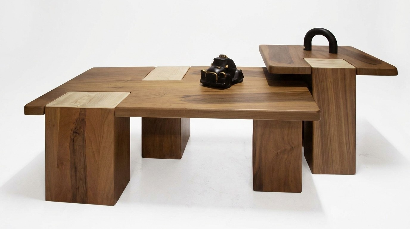 Moderner Couchtisch 2x braune Luxusmöbel ideal fürs Wohnzimmer neues Design