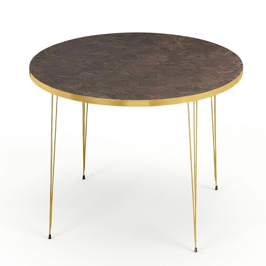 Moderner Couchtisch aus Holz in Braun mit Edelstahl-Details