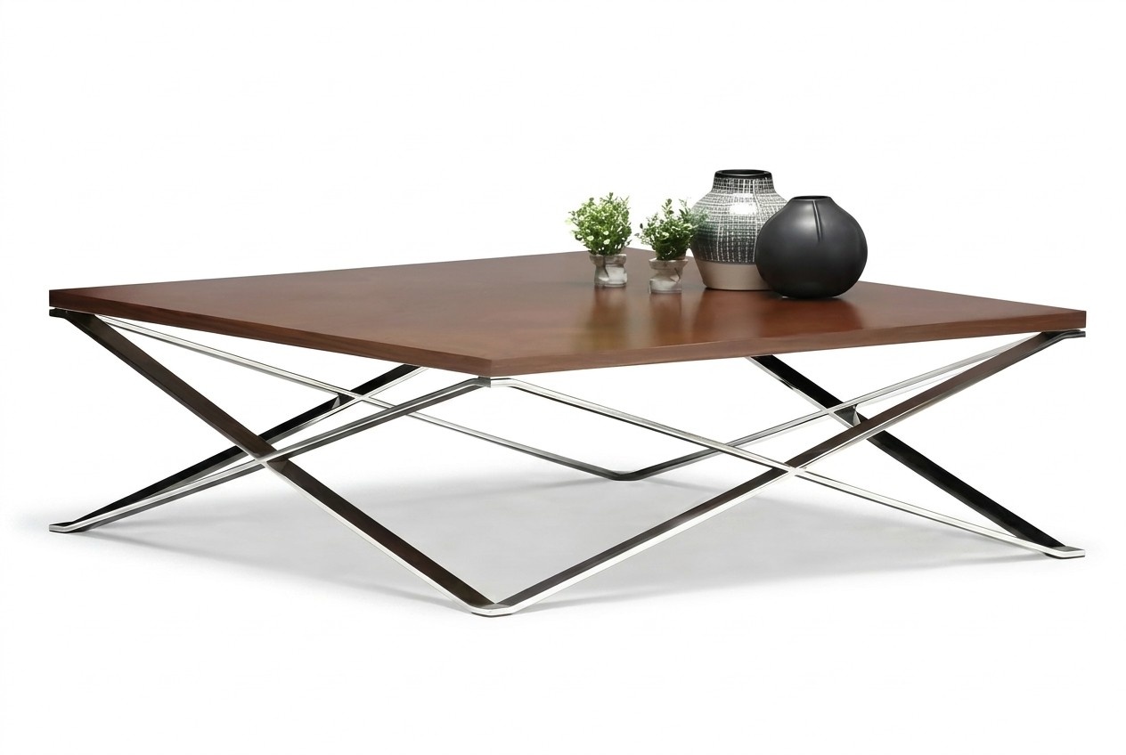 Moderner Couchtisch aus Holz und Metall in Braun