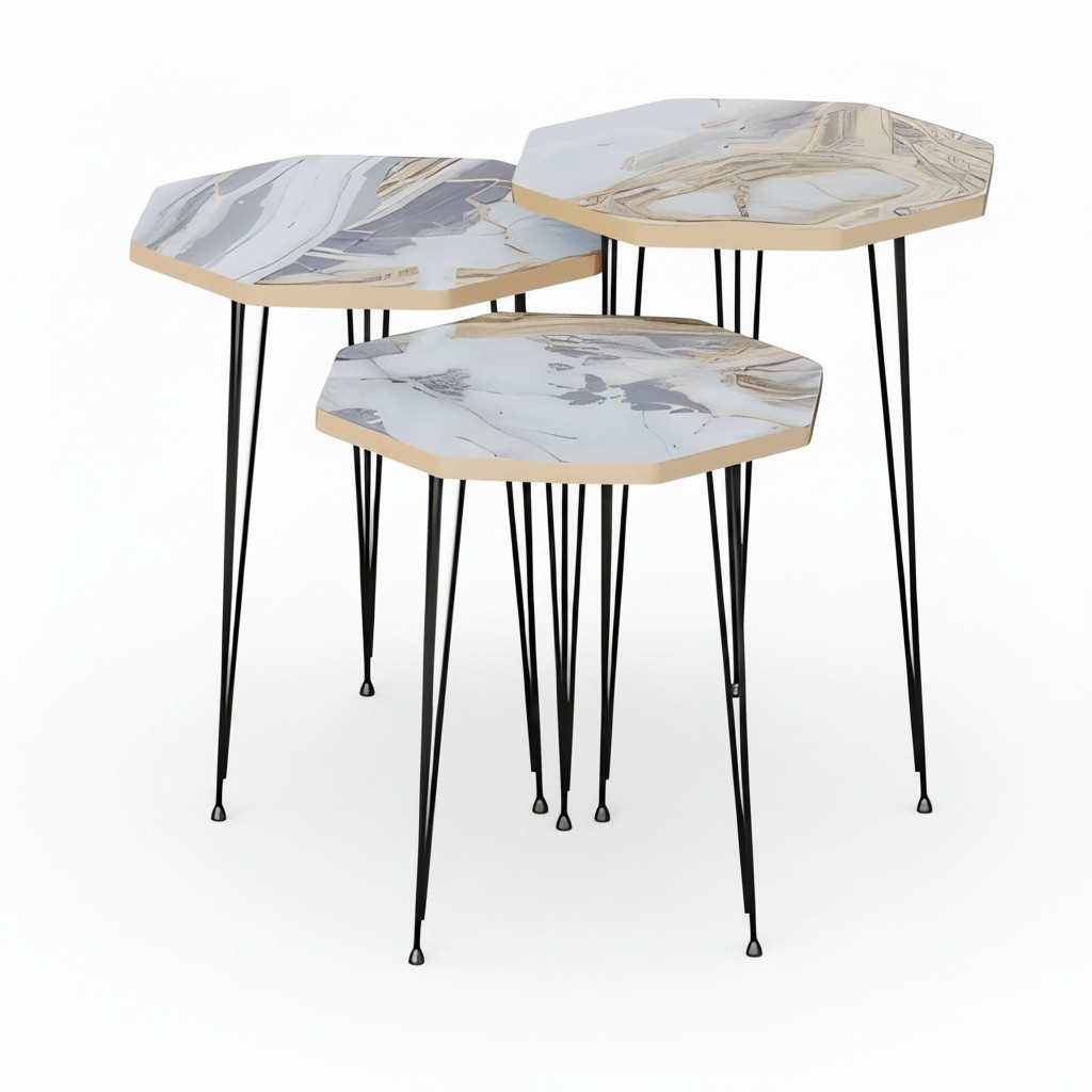 Moderner grauer Couchtisch aus Holz und Metall