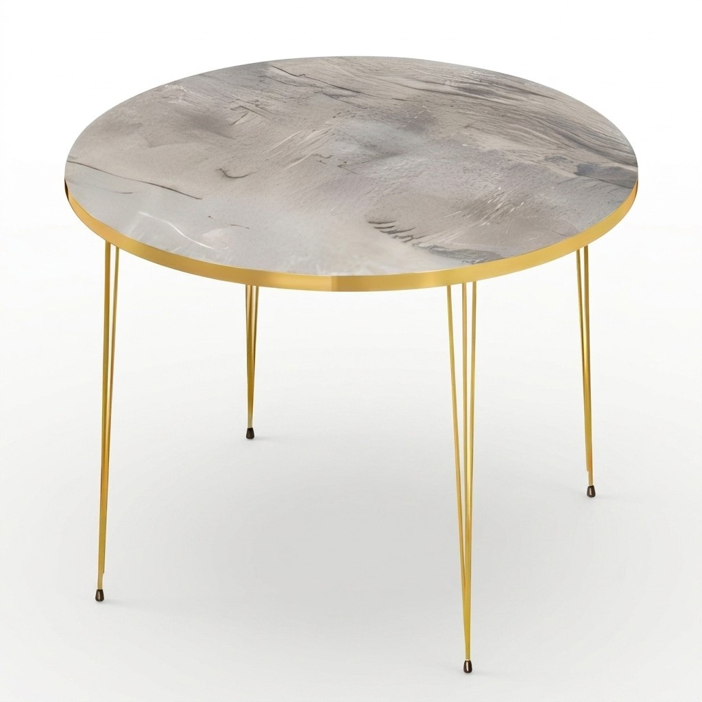 Moderner grauer Couchtisch aus Holz mit Edelstahlrahmen
