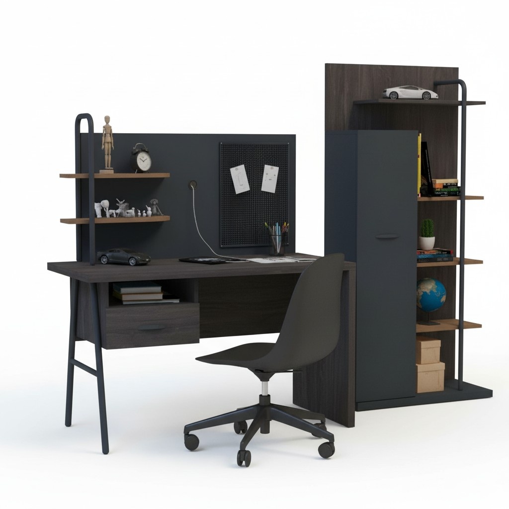 Moderner grauer Holzschreibtisch im eleganten Design