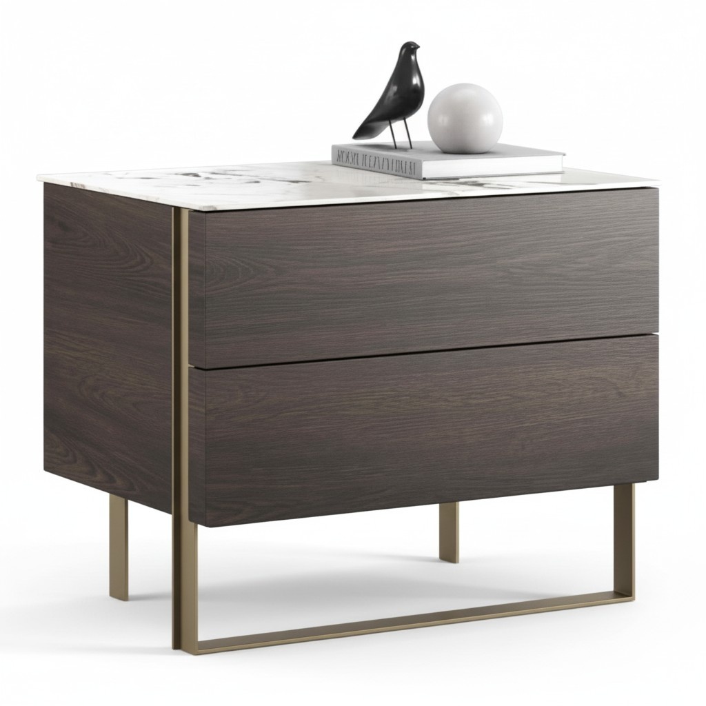 Moderner grauer Nachttisch aus Holz mit stabilem Design