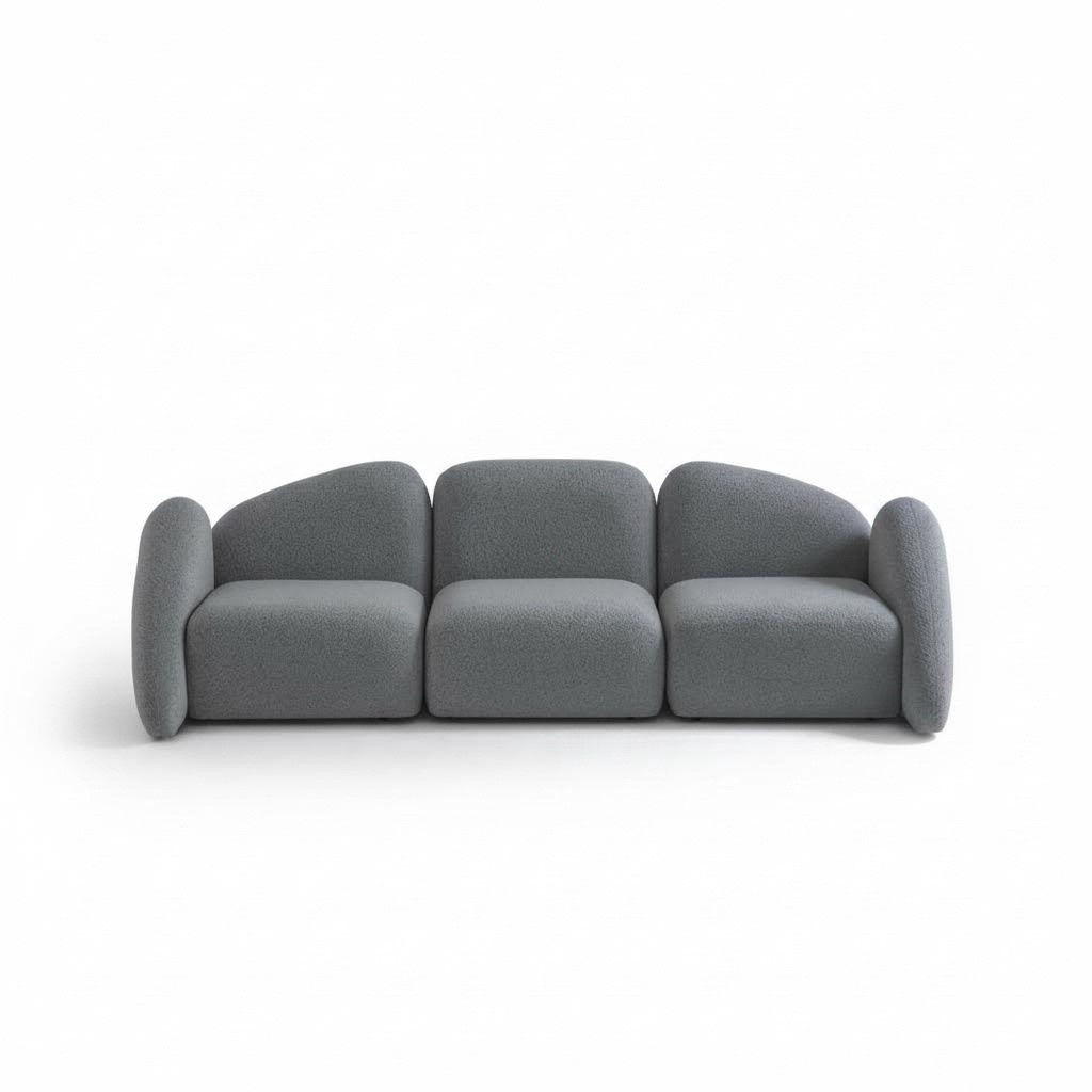 Moderner grauer Stoff 4-Sitzer Sofa mit Holzrahmen