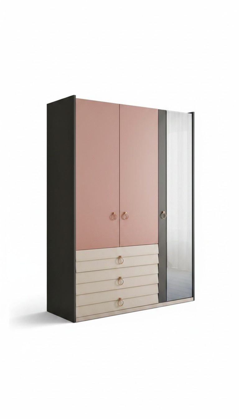 Moderner Kleiderschrank Schrank Holz Schränke Glas Schlafzimer neu
