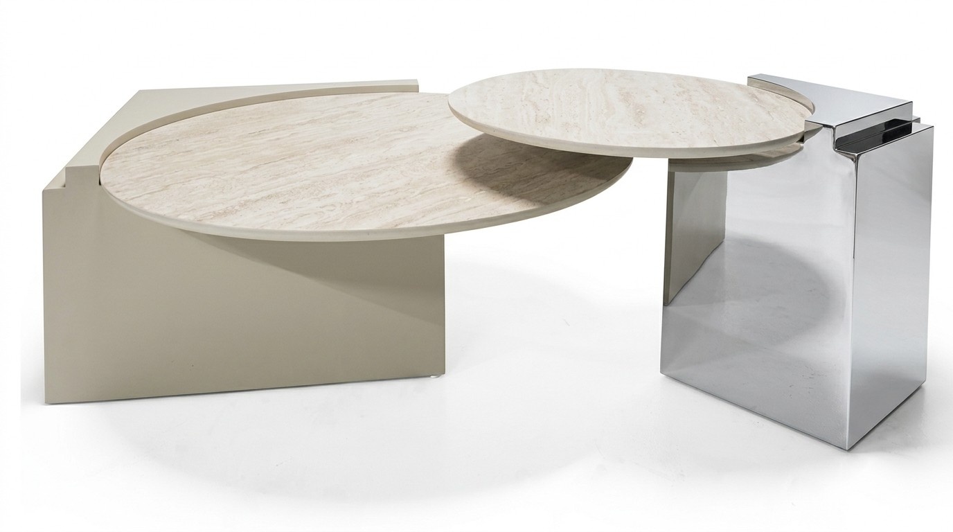 Moderner Luxus Couchtisch Doppel-Set 2x runde Design Tische fürs Wohnzimmer