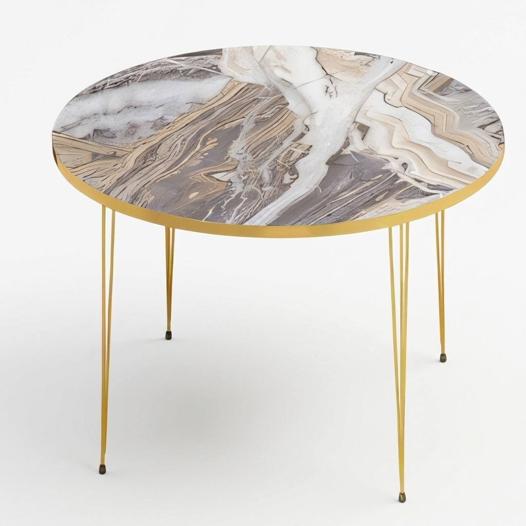 Moderner Mehrfarbiger Couchtisch aus Holz und Edelstahl