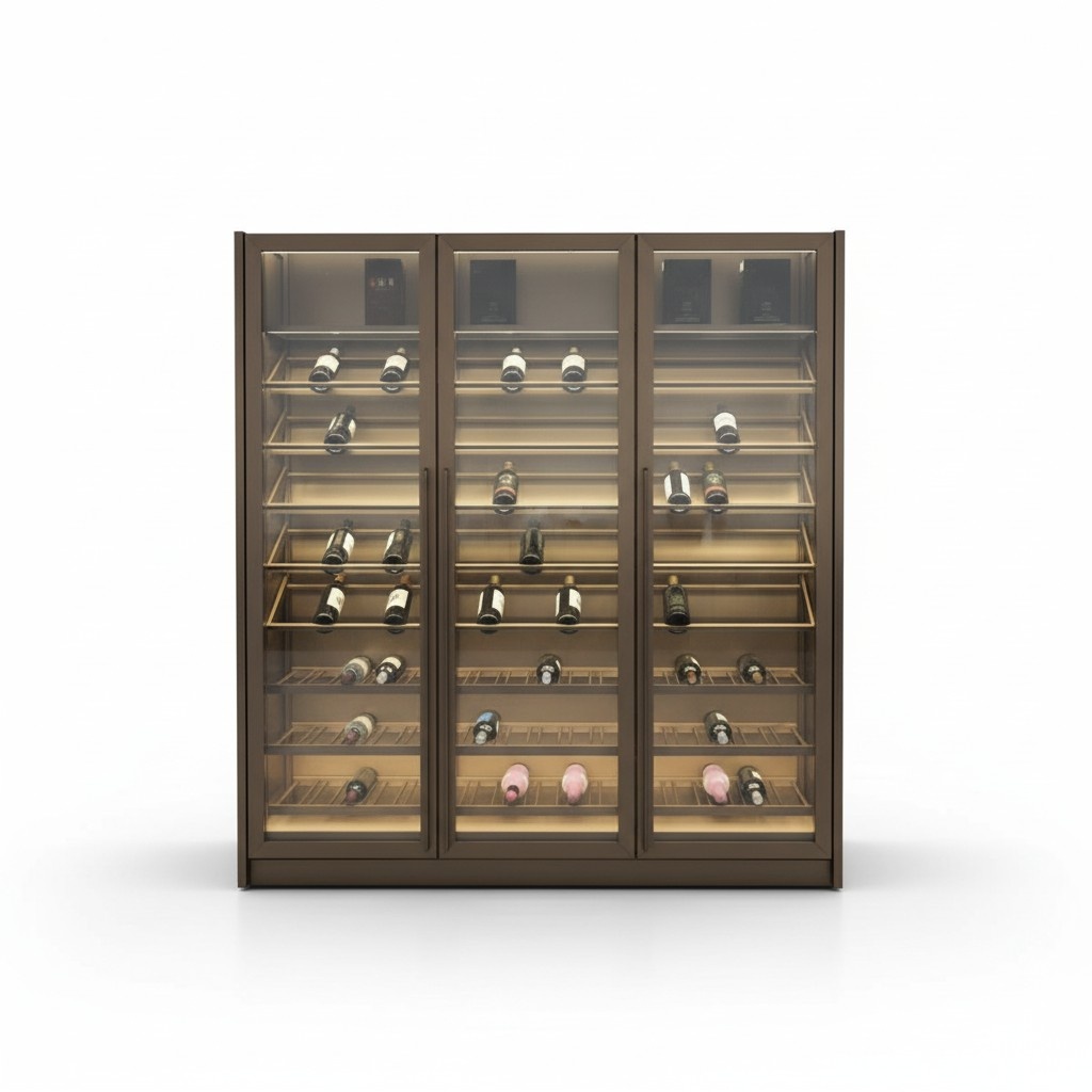 Moderner schwarzer Weinschrank aus Edelstahl für stilvolle