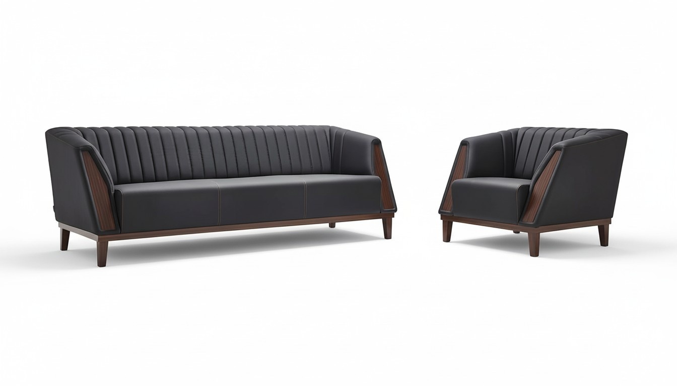 Moderner Set 3 Sitzer Sofas Leder Sessel 1-Sitzer Luxus Polster Büromöbel